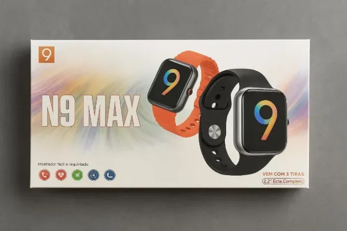 Relógio Inteligente Smartwatch N9 MAX 45mm - 03 Pulseiras