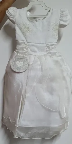Vestido de Festa Infantil Branco com Strass