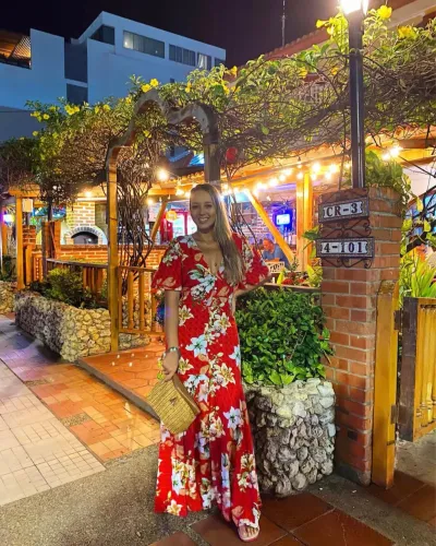 Vestido estampado longo 