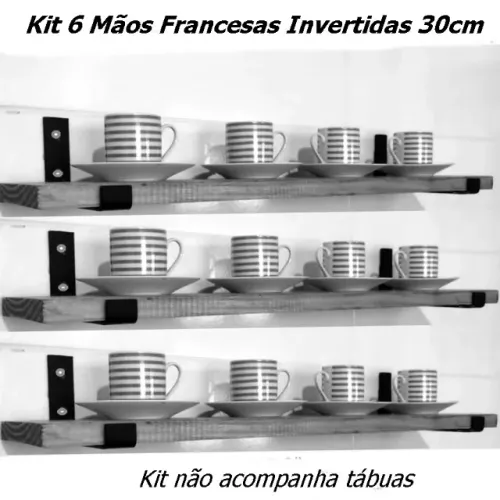 Kit 6 Mãos Francesas Invertidas 30cm Estilo Industrial