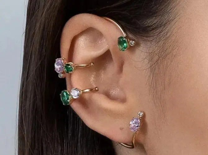 brinco rommanel ear wrap cravejado com zircônia semi-novo <br><br>editar 