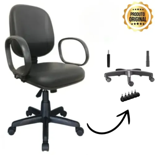 Cadeira Diretor LISA Ergonômica Giratória Braço Corsa Preto Corino Conforto Modelo 30201