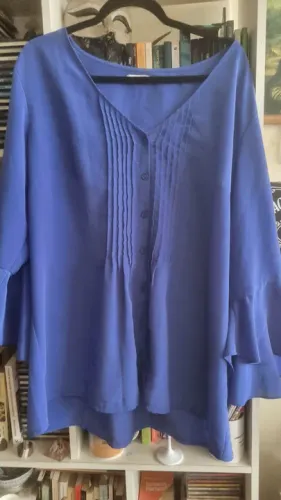 Bata de seda azul cobalto - plus size 