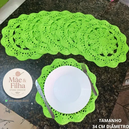 Sousplat de Crochê Verde - 34cm