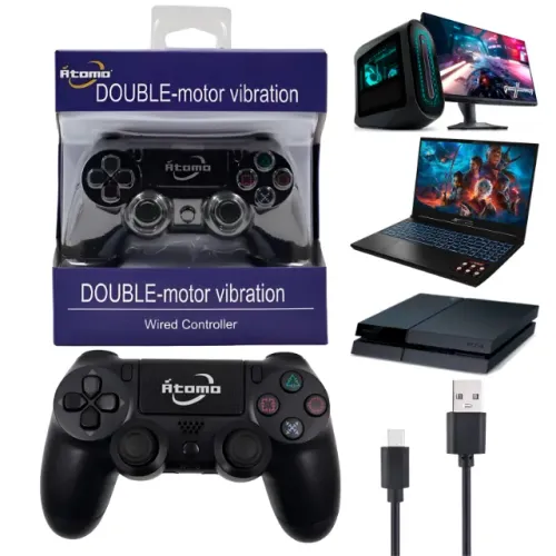 Controle Gamepad Joystick Com Fio USB Doubleshock para Console PS4 Notebook PC Gamer