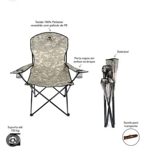 Cadeira de Camping Dobrável com Porta Copos novapos