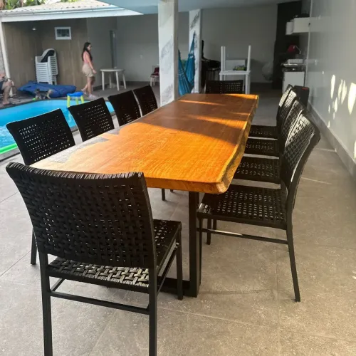 Mesa industrial com cadeiras náutica 2,5m com 8 cadeiras