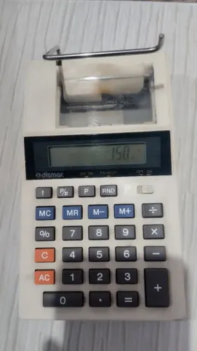 Calculadora antiga dismac com bobina funcionando perfeitamente