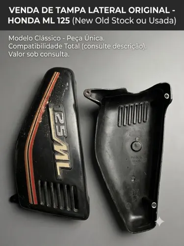 Tampa Lateral Esquerda Original Honda ML 125 (Anos 83 a 85) Com Emblema