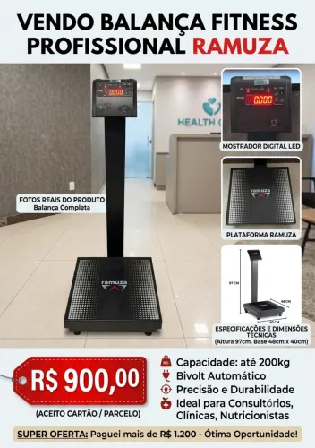 Balança Fitness Academia, Consultórios, Nutricionistas Ramuza 200kg Bivolt
