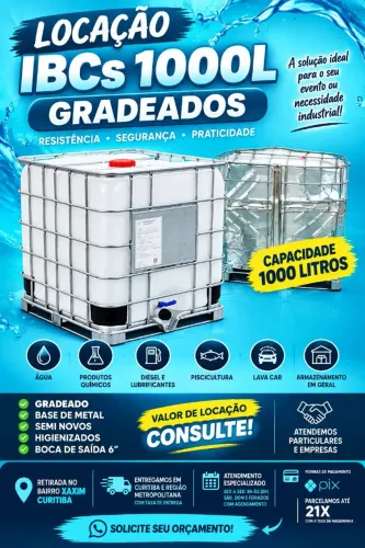 LOCAÇÕES E VENDA DE IBCS 1000L GRADEADOS SEMI-NOVOS LINDÍSSIMOS 