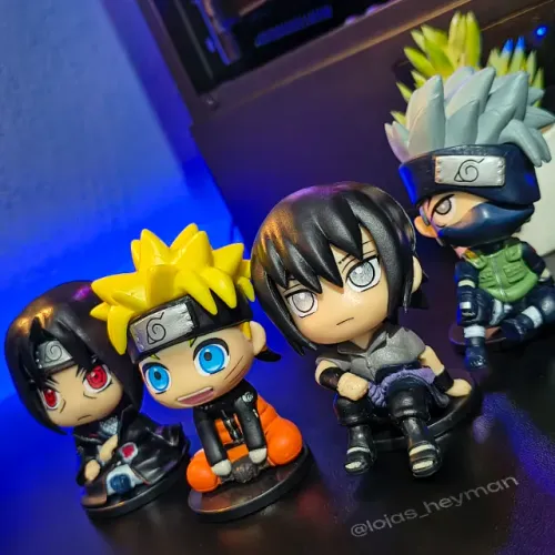 Bonecos Naruto - Kakashi, Sasuke, Itachi e Naruto | Decoração Setup, Mesa e Quarto