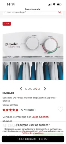 Secadora muller 8 kg