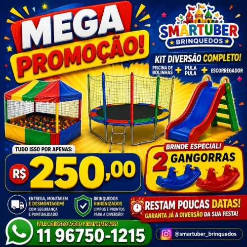 Aluguel De Piscina de Bolinhas, Cama Elástica, Escorregador e Gangorras