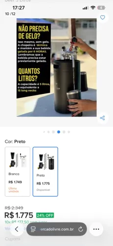 Chopeira 5L térmica keg Vaccum