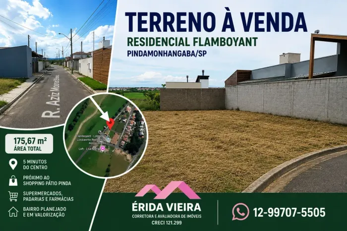Terreno plano para venda no Residencial Flamboyant em Pindamonhangaba-SP.
