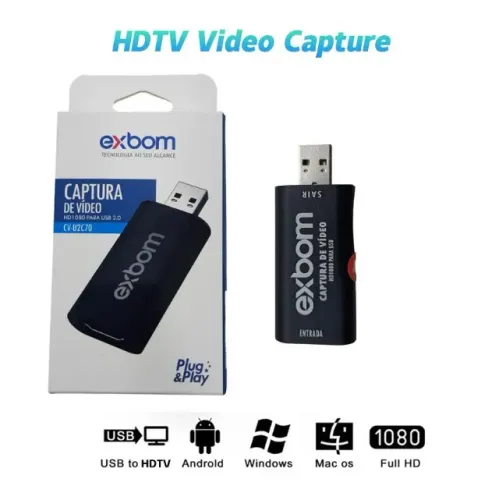 Placa Captura de Vídeo Hdmi Para Usb Exbom