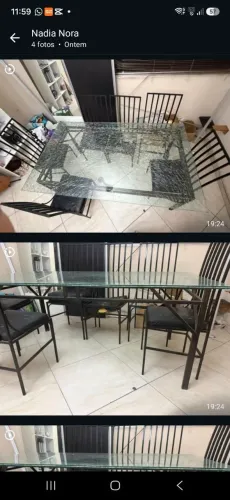 Jogo de mesa de vidro