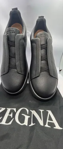 tênis zegna triple stitch couro preto