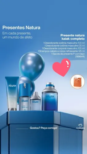 Presente Kaiak Masculino Natura - Colônia 100ml, Colônia 25ml, Shampoo e Desodorante 