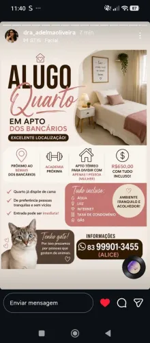 Quarto para alugar Nos Bancários