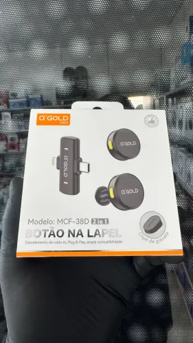 Microfone lapela duplo 2 em 1 androide e iPhone com ímã