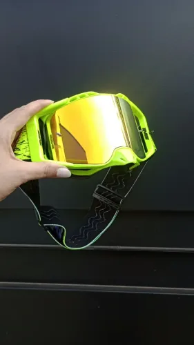 Óculos Para Motocross Trilha BMX off road Verde Neon Lente Espelhada ONE
