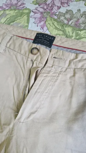 Calça bege masculina 44 100% algodão 
