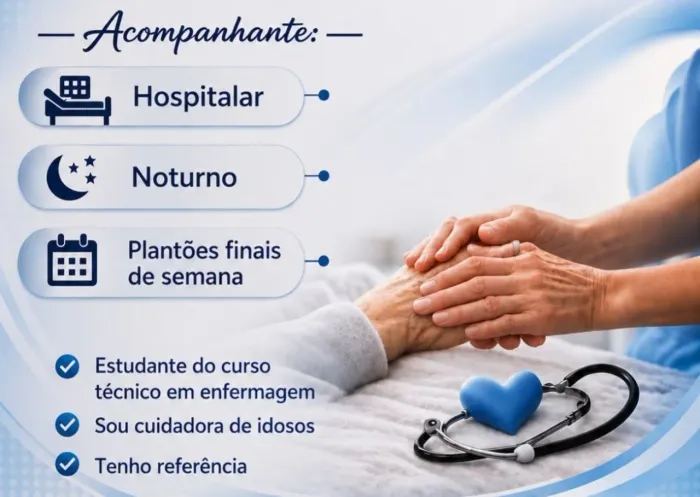 Acompanhante hospitalar,cuidadora de idosos