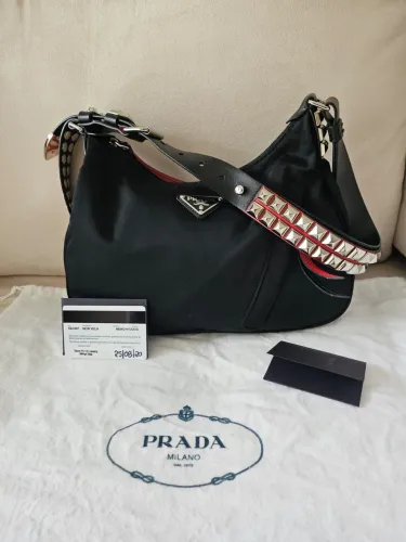 BOLSA PRADA New Vela Studded Shoulder Bag