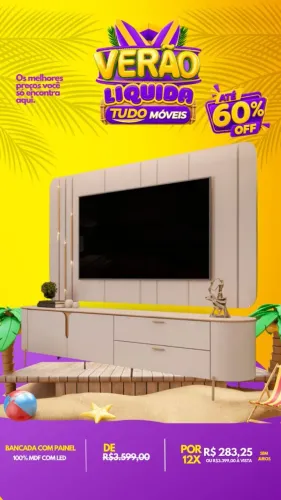 BANCADA COM PAINEL PARA TV'S ATE 75" POLEGADAS
