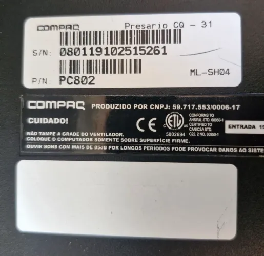 Placa mãe Notebook Compaq Pressario CQ-31