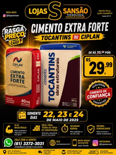 Cimento Tocantins ou ciplan extra forte