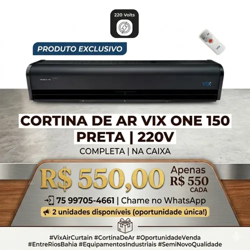 CORTINA DE AR VIX ONE 150 PRETA 220V, NA CAIXA