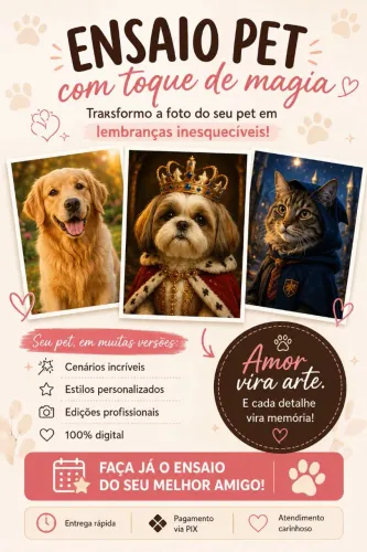 Transforme a foto do seu Pet em uma verdadeira obra de arte!