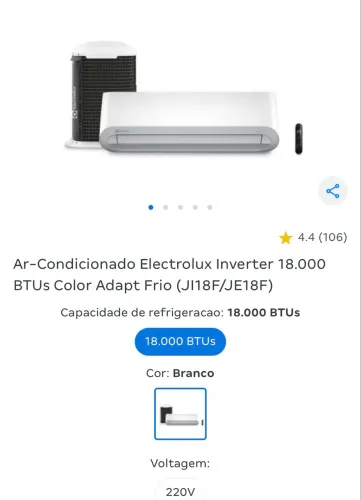 um Ar-Condicionado Electrolux Split 18.000 BTUs