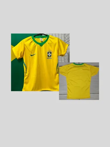 Camisa feminina baby look Brasil amarela