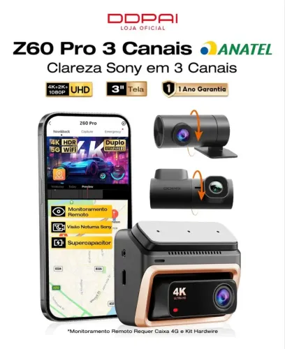 Câmera veicular DDPAI Z60 PRO 3 Canais
