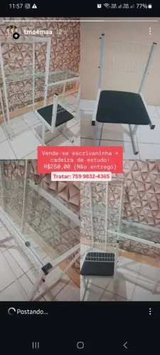 VEDE-SE ESCRIVANINHA COM CADEIRA PARA ESTUDO