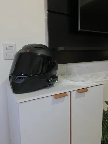 Capacete ASX City Preto fosco com 2 viseiras e intercomunicador/fone de ouvido