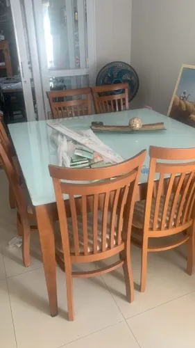 Mesa vidro com 6 cadeiras