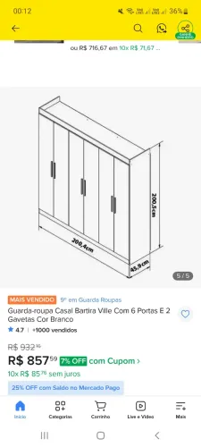 Guarda roupa 6 portas