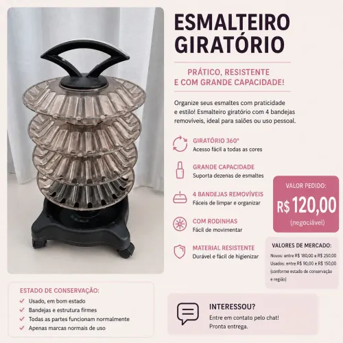 Carrinho de Esmaltes / Esmalteiro Giratório