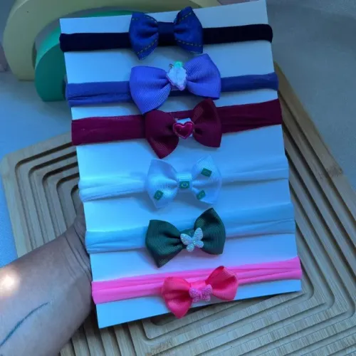 Kit 6 Faixas de Cabelo para Bebê Menina com Laços DecorADO