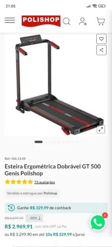 Esteira Ergométrica Dobrável Genis GT 500