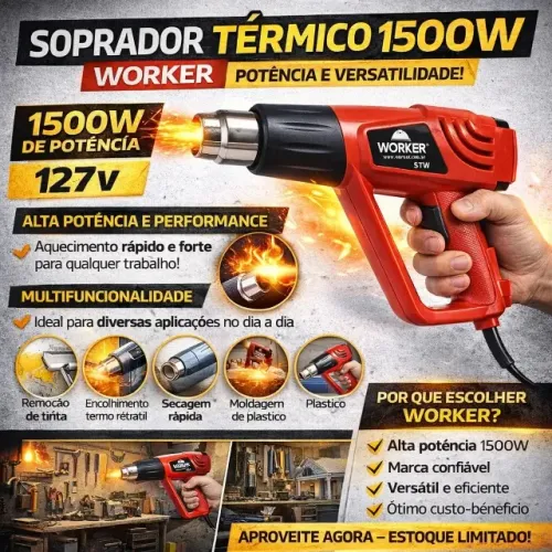 Soprador Térmico Forte Worker Stw1500 Potência De 1500w