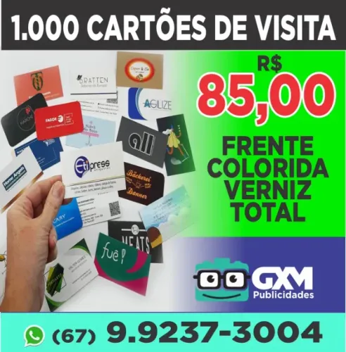 milheiro de cartões de visita couche brilho frente