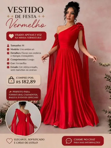 Vestido de Festa Vermelho Longo