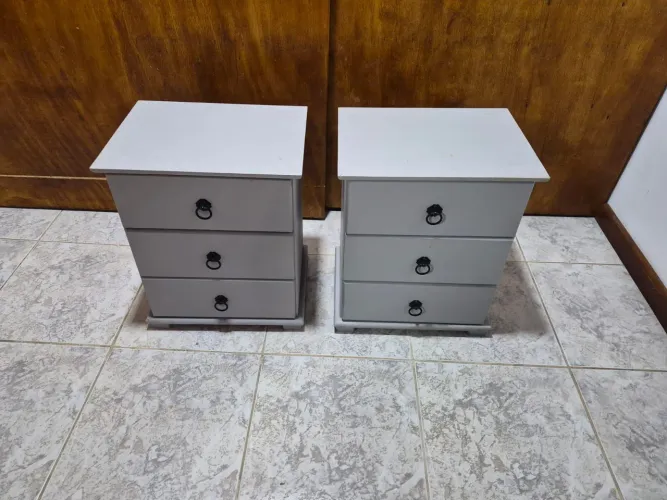 Par mesa de cabeceira criado mudo rustico madeira