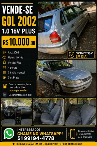 Volkswagen Gol Geração III Plus 1.0 MI 16V Gasolina Mec. 4P 2002